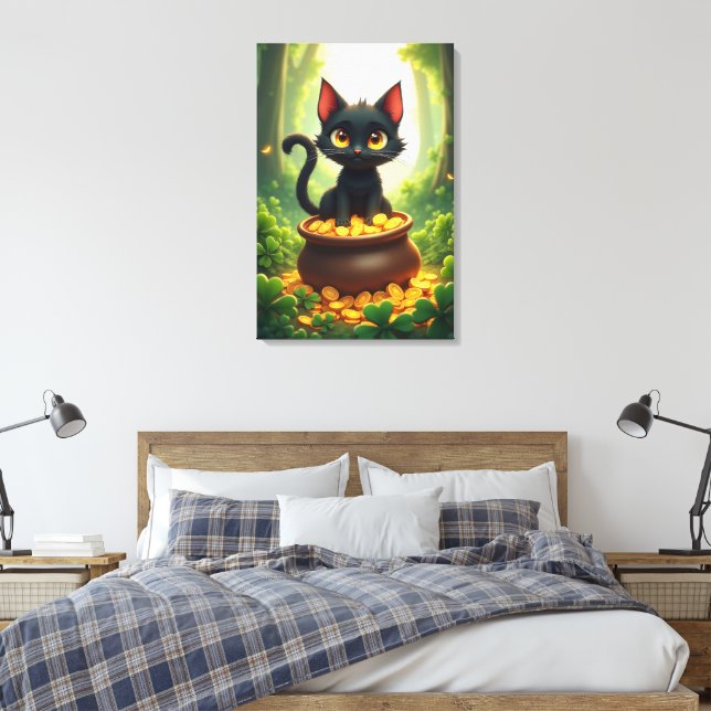 Toile Chat Whimsical dans un pot d'or (Insitu(Chambre))