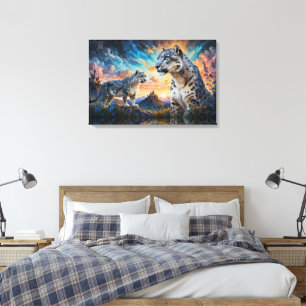Toile Château de Leopard de Neige Levée de soleil réflex