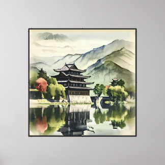 Toile Château d'été dans les montagnes