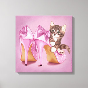 Toile Chaton en chaussure violette
