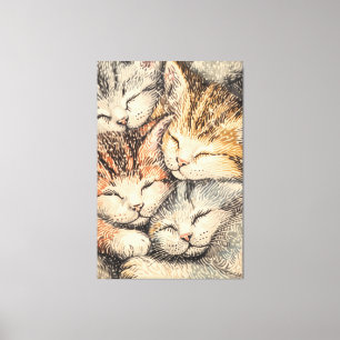 Toile Chatons de couchage - Pointillisme Art