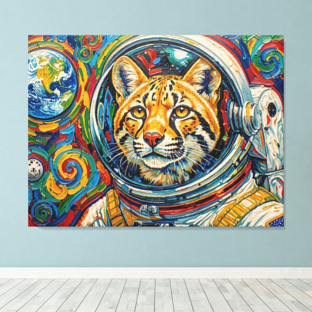 TOILE CHATS DANS L'ESPACE-OCELOT 4 (Insitu (Plancher de Bois))