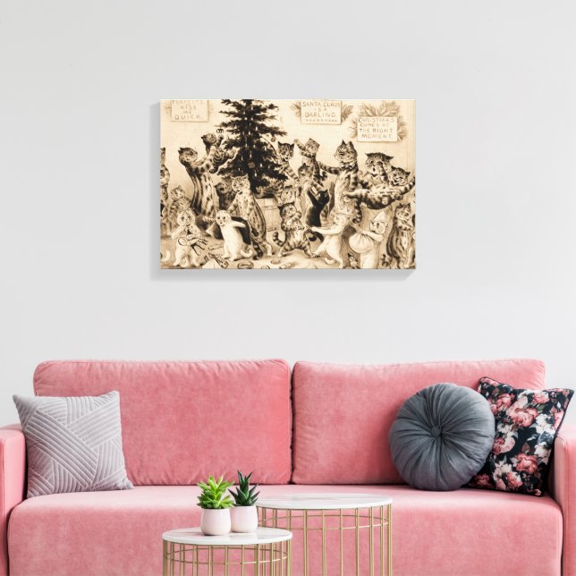 Toile Chats décorant l'arbre de Noël par Louis Wain (Insitu(Salon))