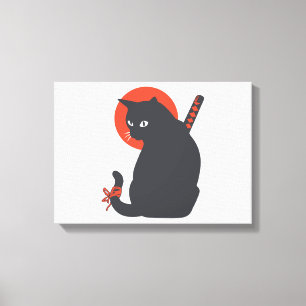 Toile Chats en guerrier Samurai - Choisir la couleur arr