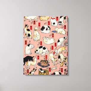 Toile chats japonais Ukiyo-e Funny kitty