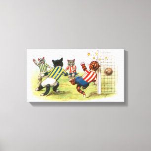 Toile Chats jouant au football