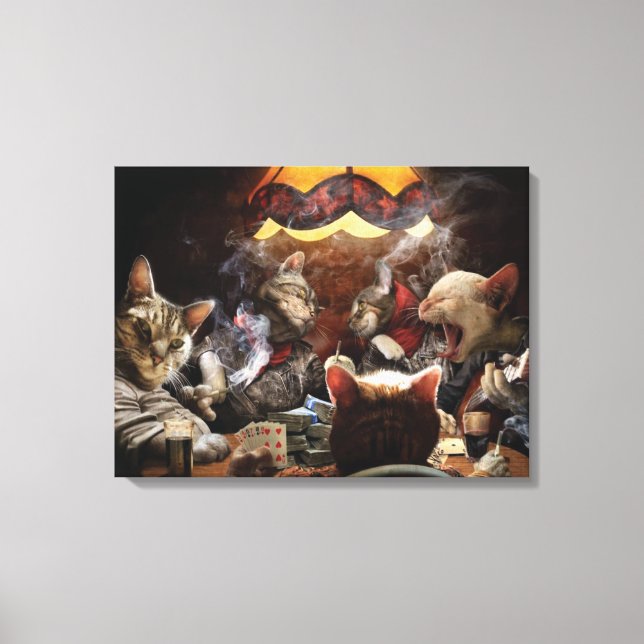 Toile Chats jouant au poker (Recto)