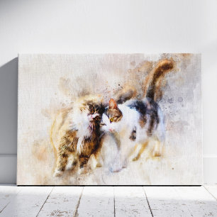 Toile Chats Meilleurs amis pour l'aquarelle