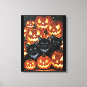 Toile Chats noirs et Jack O’Lanterns