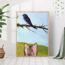 Chats tigrés parlent aux oiseaux