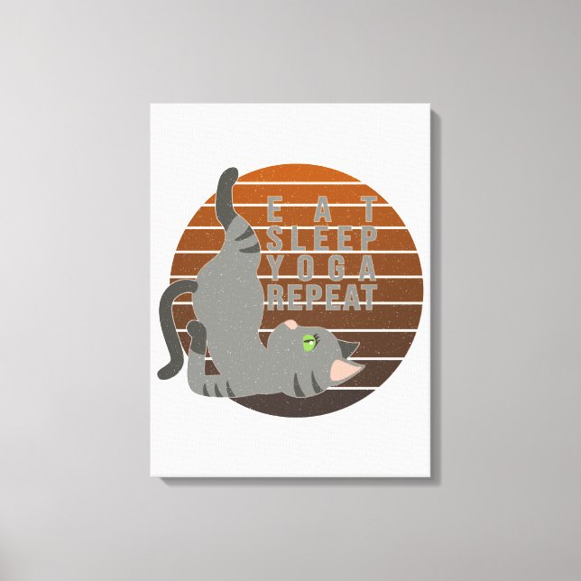 Toile Chatte drôle faisant du yoga. (Recto)