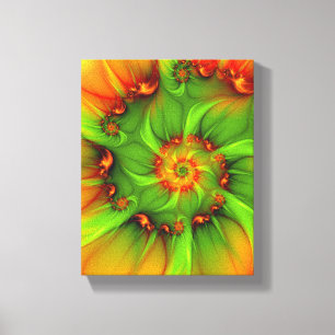 Toile Chaud Été Vert Orange Abstrait coloré Fractal