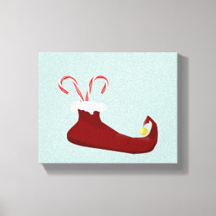 Toile Chaussure elfe rouge avec Sucres de canne