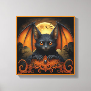 Toile chauve-souris éffrayante orange et noire