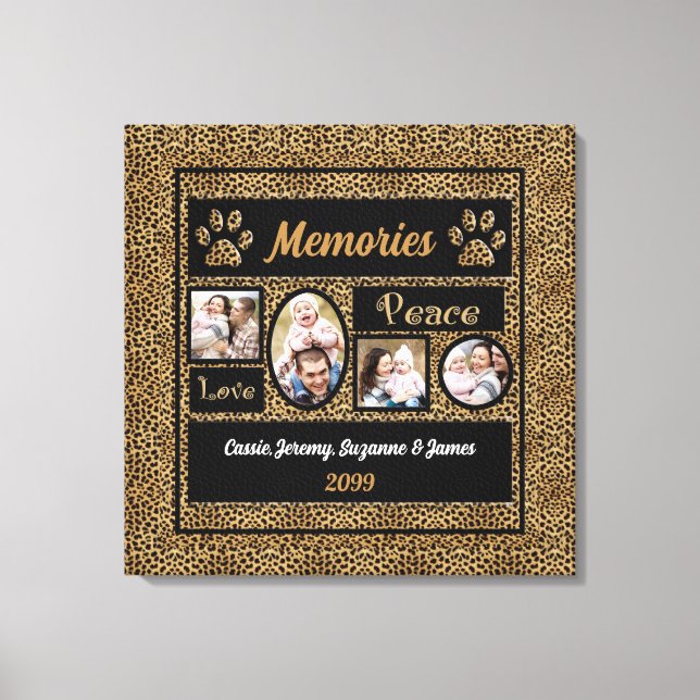 Toile Cheetah Imprimer Collage souvenirs 4 Photos (Recto)