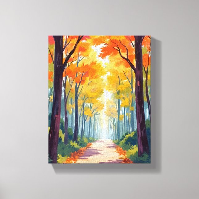 Toile Chemin d'automne peinture de feuillage d'automne (Recto)