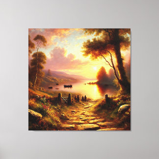 Toile Chemin menant à un coucher de soleil doré