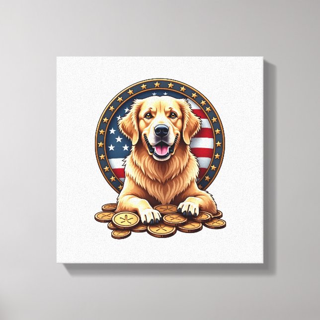 Toile Chemise à pièces empilées Retriever doré patriotiq (Recto)