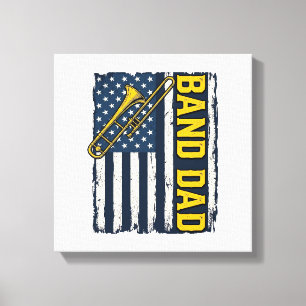 Toile Chemise Band Dad Trombone Drapeau Américain Vintag
