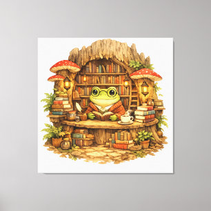 Toile Chemise Frog Bookstore Cottagecore Grenouille en