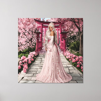 Toile Cherry Blossom Maiden Wall Art