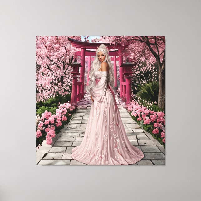 Toile Cherry Blossom Maiden Wall Art (Recto)