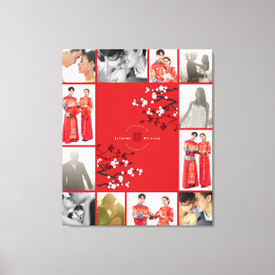 Toile Cherry Blossoms double bonheur Mariage chinois
