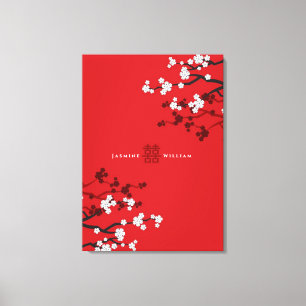 Toile Cherry Blossoms & Double Bonheur Mariage chinois