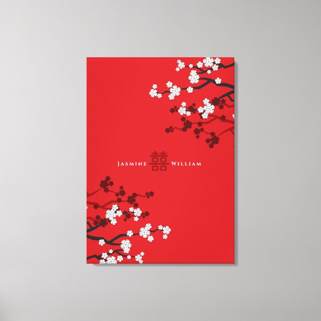 Toile Cherry Blossoms & Double Bonheur Mariage chinois (Recto)