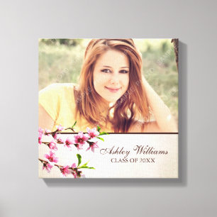 Toile Cherry Blossoms Vintage Tan Senior Graduation