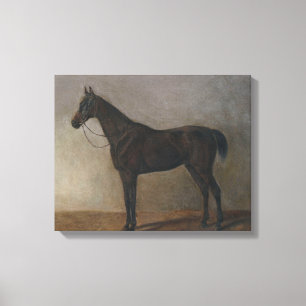 Toile Cheval Brown en dorage foncé (Art animal Vintage)