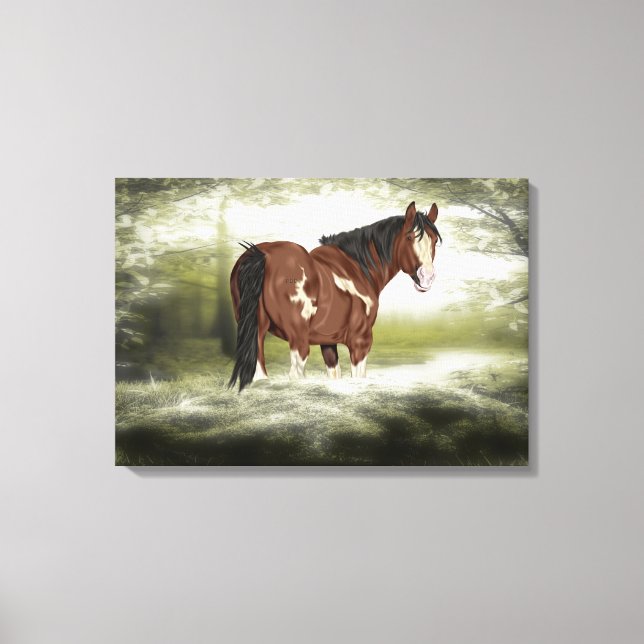 Toile Cheval de peinture de baie et d'éclaboussure blanc (Recto)