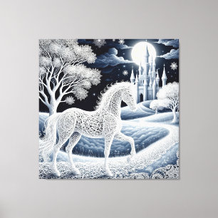 Toile Cheval éthéré et château enchanté