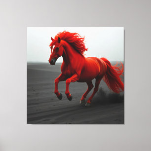 Toile Cheval Rouge Majestueux en Course
