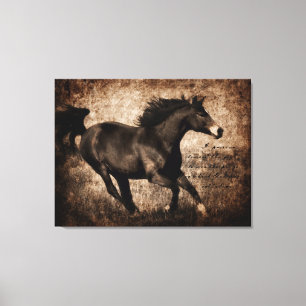 Toile Cheval Rustique Sepia Galloping