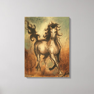 Toile Cheval sauvage et couleurs chaudes