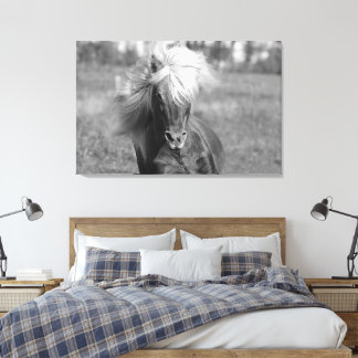 Toile Cheval vintage noir et blanc