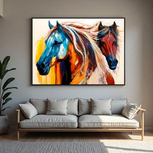 Toile Chevaux Colorés Art Vibrant