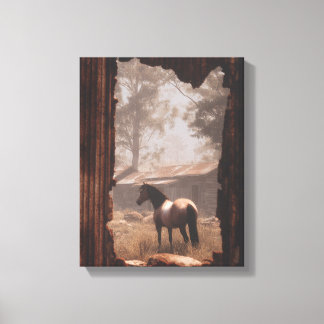 Toile Chevaux dans une clairière forestière - Art du ray