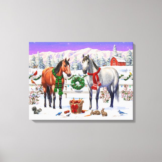 Toile Chevaux de Noël en neige (Recto)