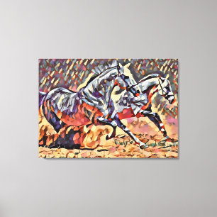 Toile Chevaux sauvages Animaux abstraits western Rodeo A