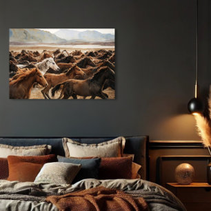 Toile Chevaux sauvages Aquarelle Art Imprimer