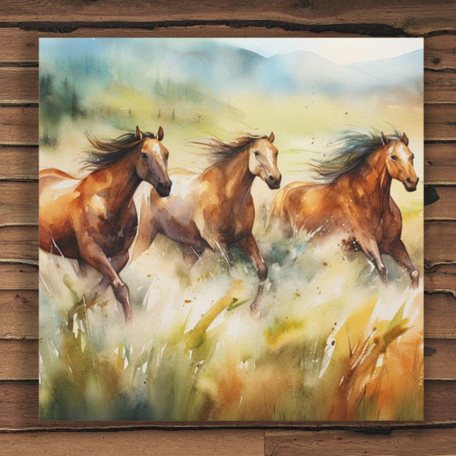 Toile Chevaux Sauvages Courir Des Champs De Grassy Aquar (Créateur téléchargé)