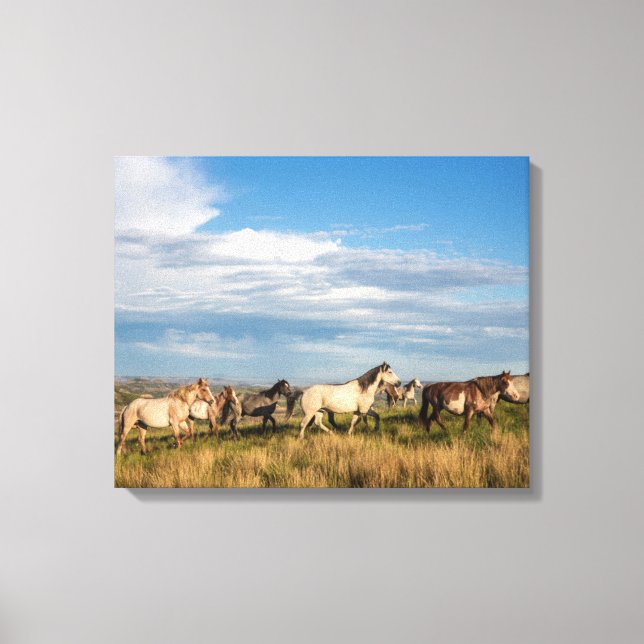 Toile Chevaux sauvages dans le parc national Theodore Ro (Recto)
