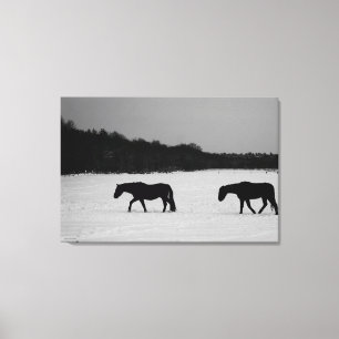 Toile Chevaux sur neige 36x24 (90x60cm) waccn