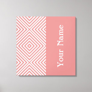 Toile Chevron de diamant rose avec nom @ Emporiomoffa