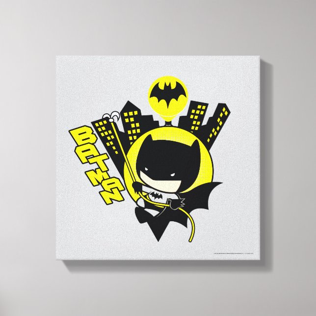 Toile Chibi Batman Évolue La Ville (Recto)