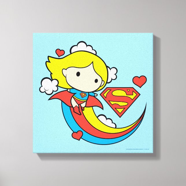 Toile Chibi Supergirl volant arc-en-ciel (Recto)