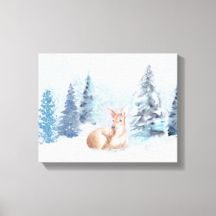Toile Chic Winter Watercolor Deer