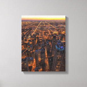 Toile Chicago centre-ville au coucher du soleil